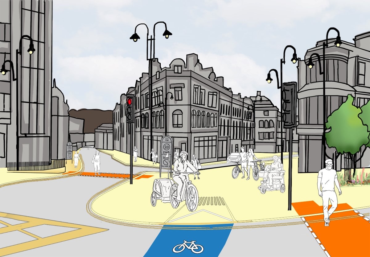 At Cow Green the new layout allows for safer routes and more room for journeys in and out of the town centre from the west. 